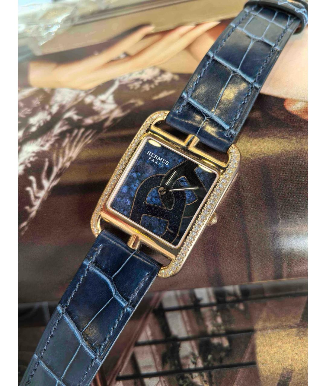 HERMES Голубые часы из розового золота, фото 3