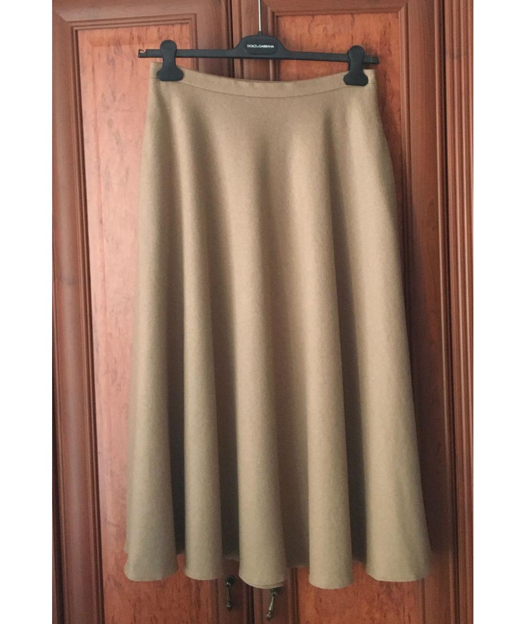 MAX MARA STUDIO Бежевая шерстяная юбка миди, фото 2
