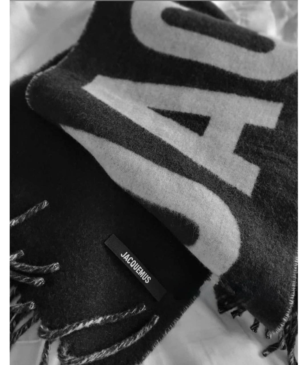 JACQUEMUS Черный шерстяной шарф, фото 2
