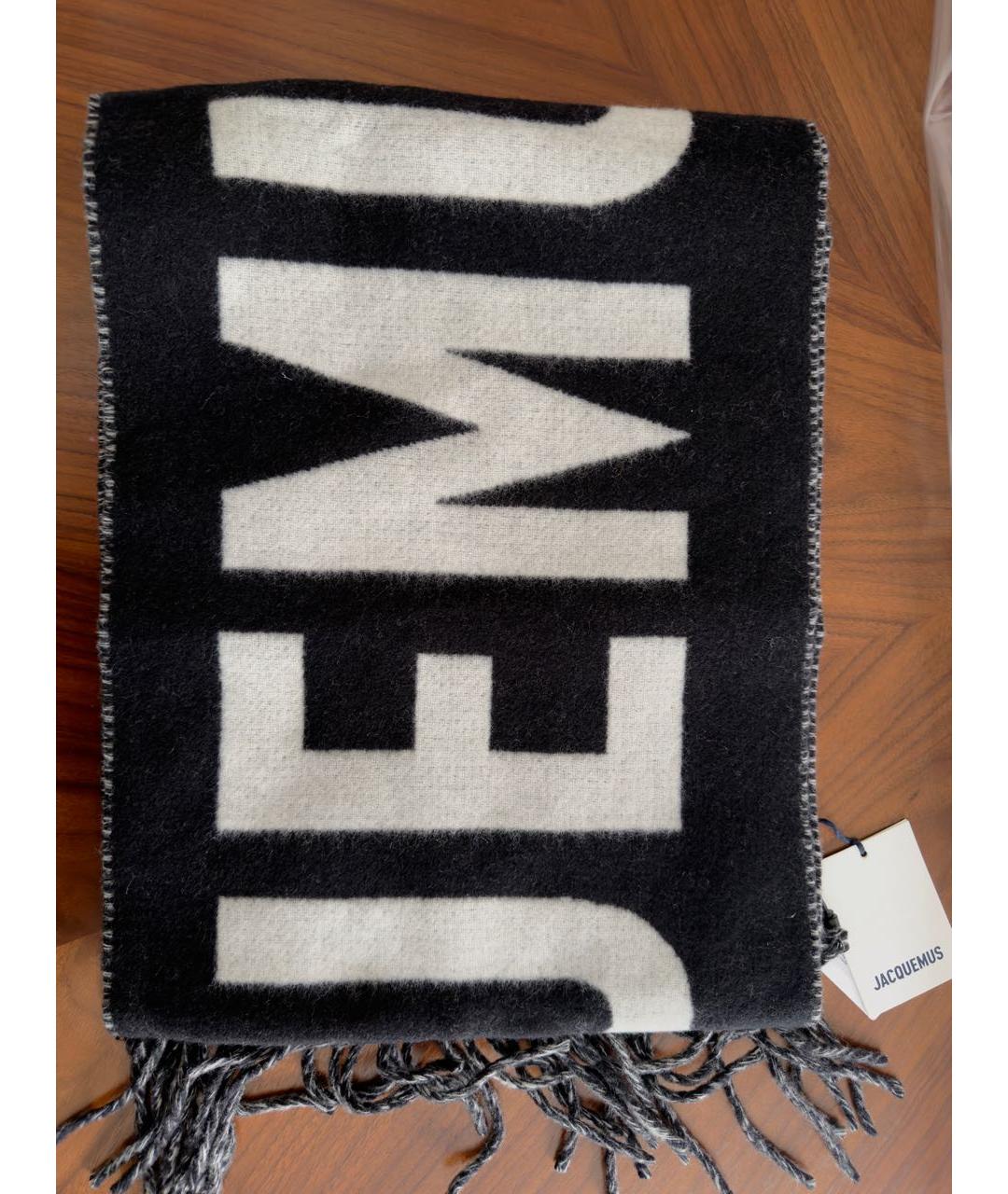JACQUEMUS Черный шерстяной шарф, фото 4