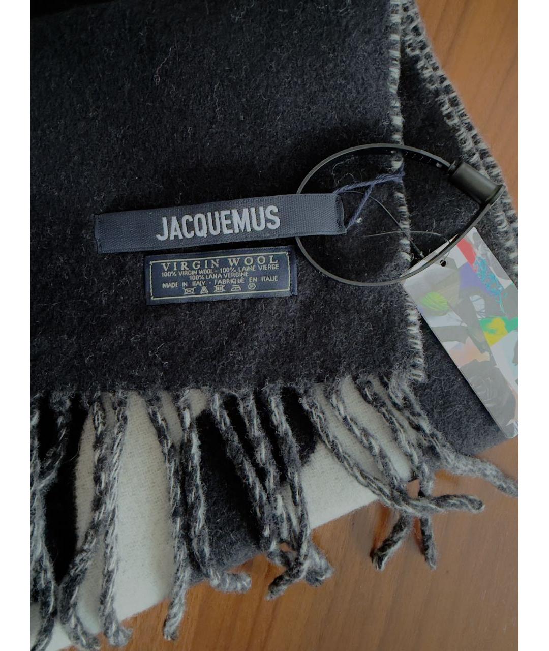 JACQUEMUS Черный шерстяной шарф, фото 3