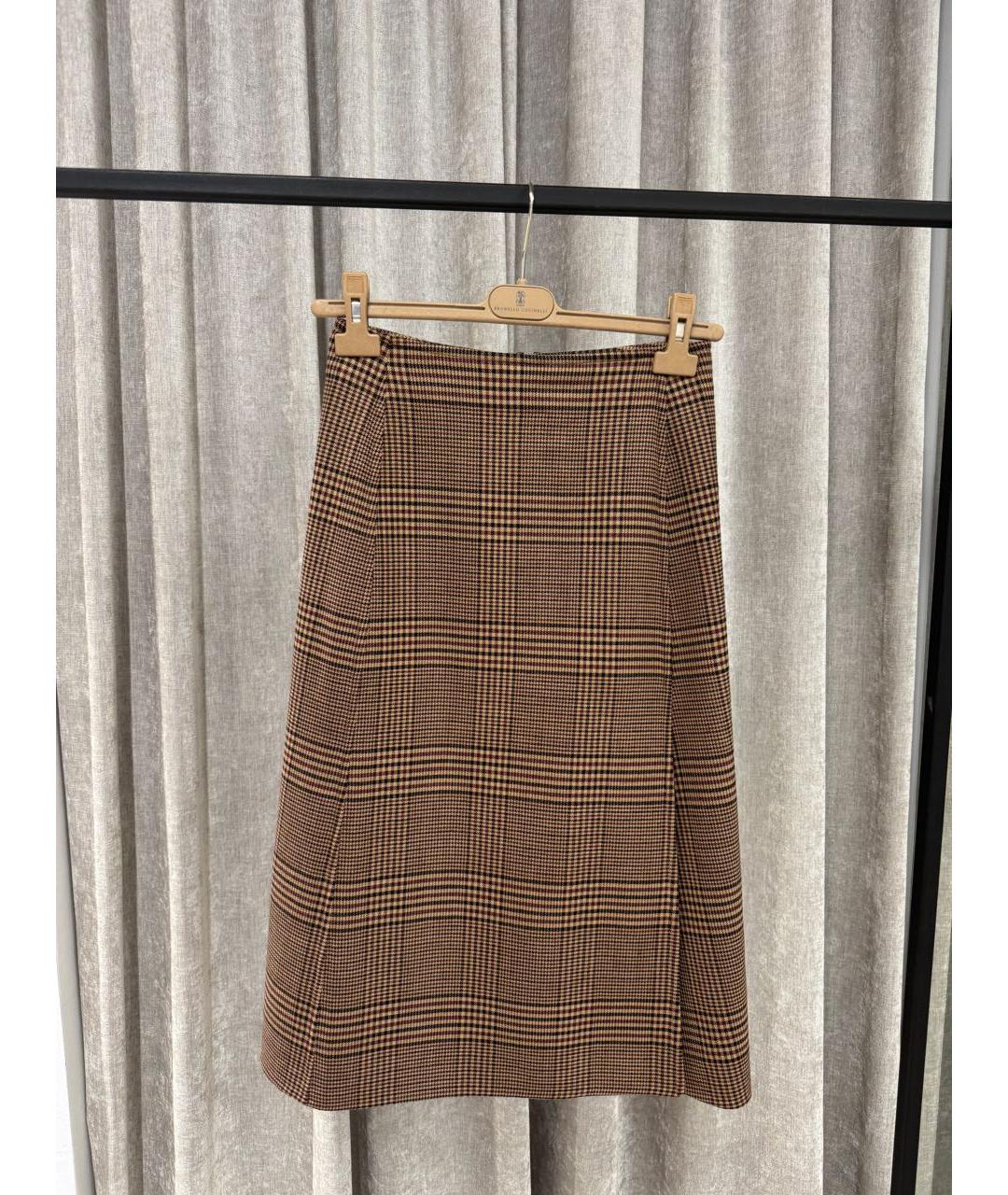 LORO PIANA Коричневая шерстяная юбка миди, фото 5