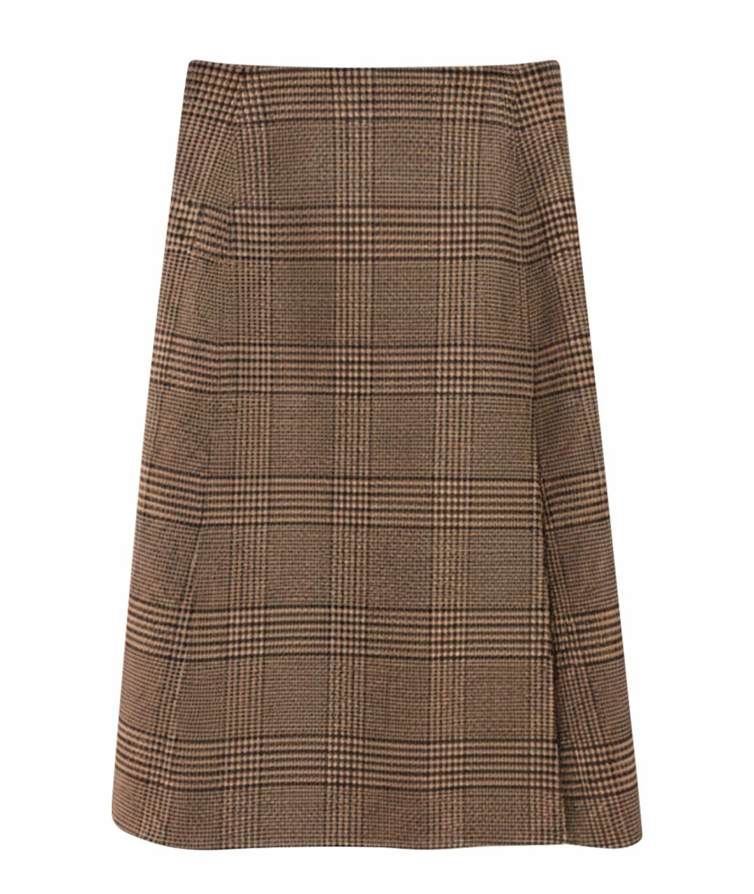 LORO PIANA Коричневая шерстяная юбка миди, фото 1