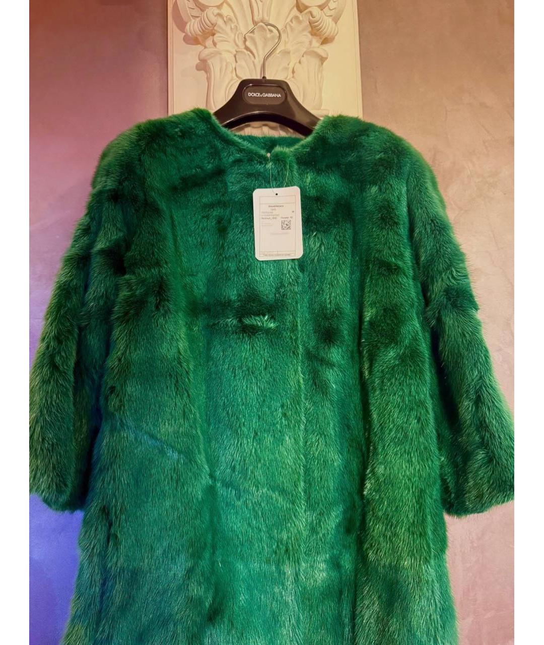 DOLCE&GABBANA Зеленая меховая шуба, фото 2