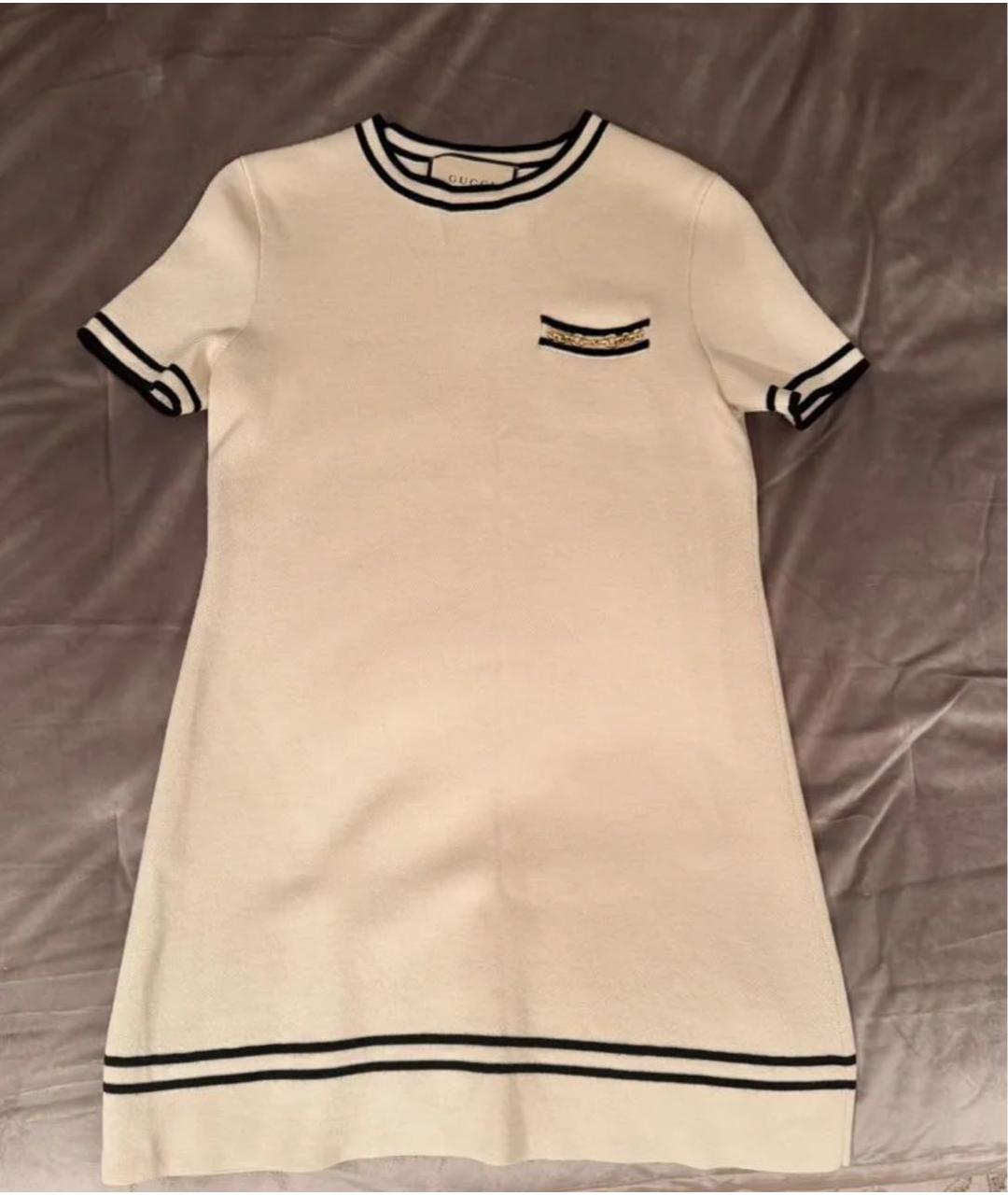 GUCCI Белое шерстяное повседневное платье, фото 2