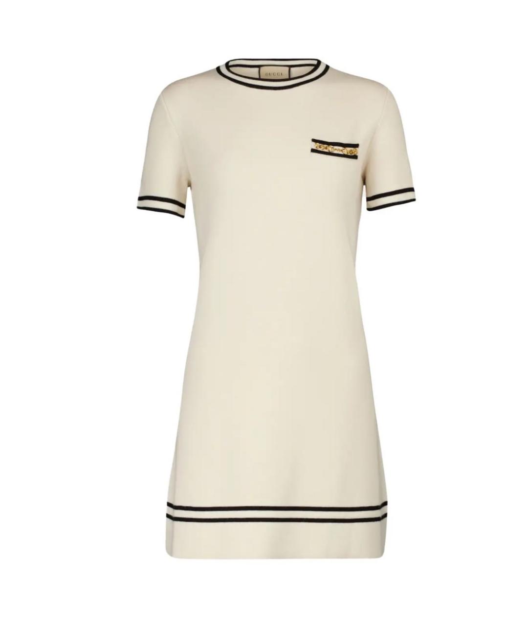 GUCCI Белое шерстяное повседневное платье, фото 9