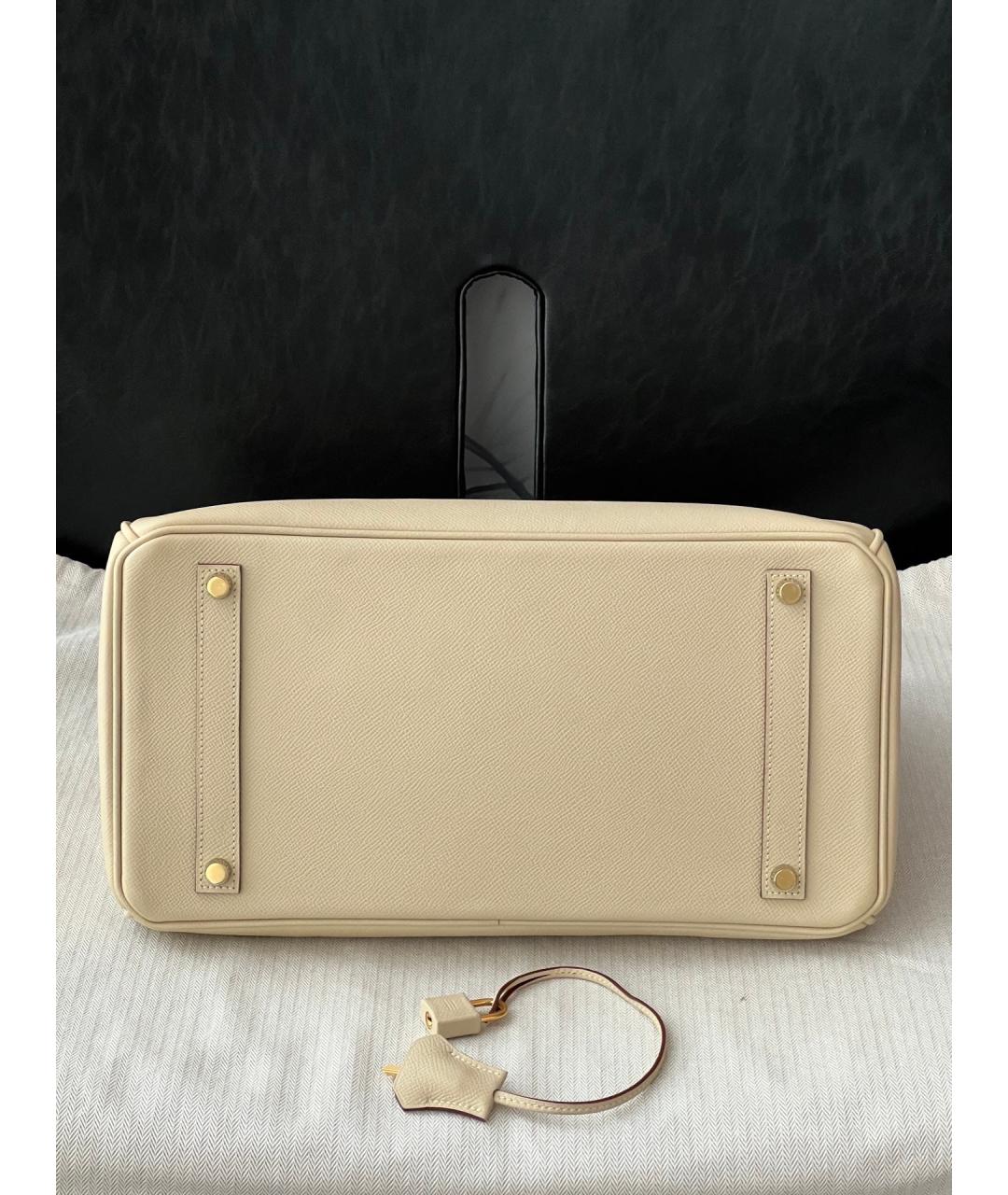 HERMES Бежевая кожаная сумка с короткими ручками, фото 5