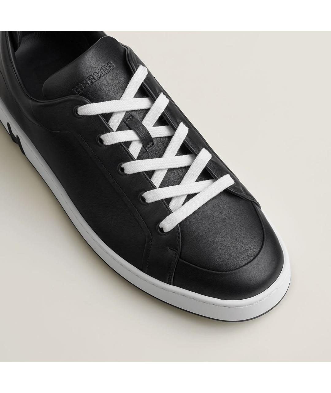 HERMES Черные кожаные низкие кроссовки / кеды, фото 4
