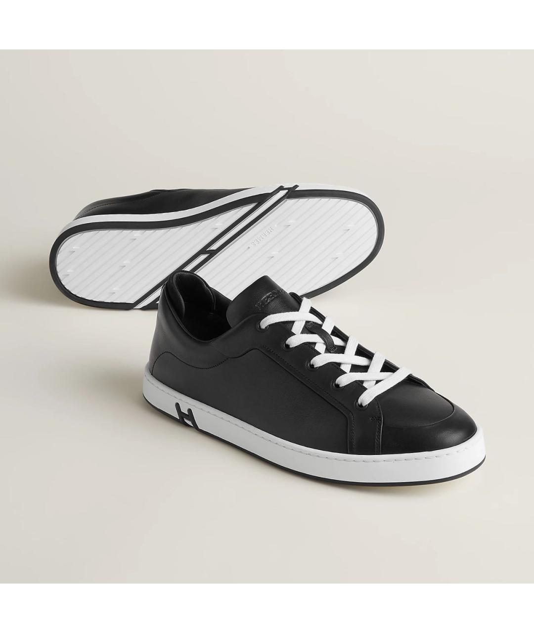 HERMES Черные кожаные низкие кроссовки / кеды, фото 2