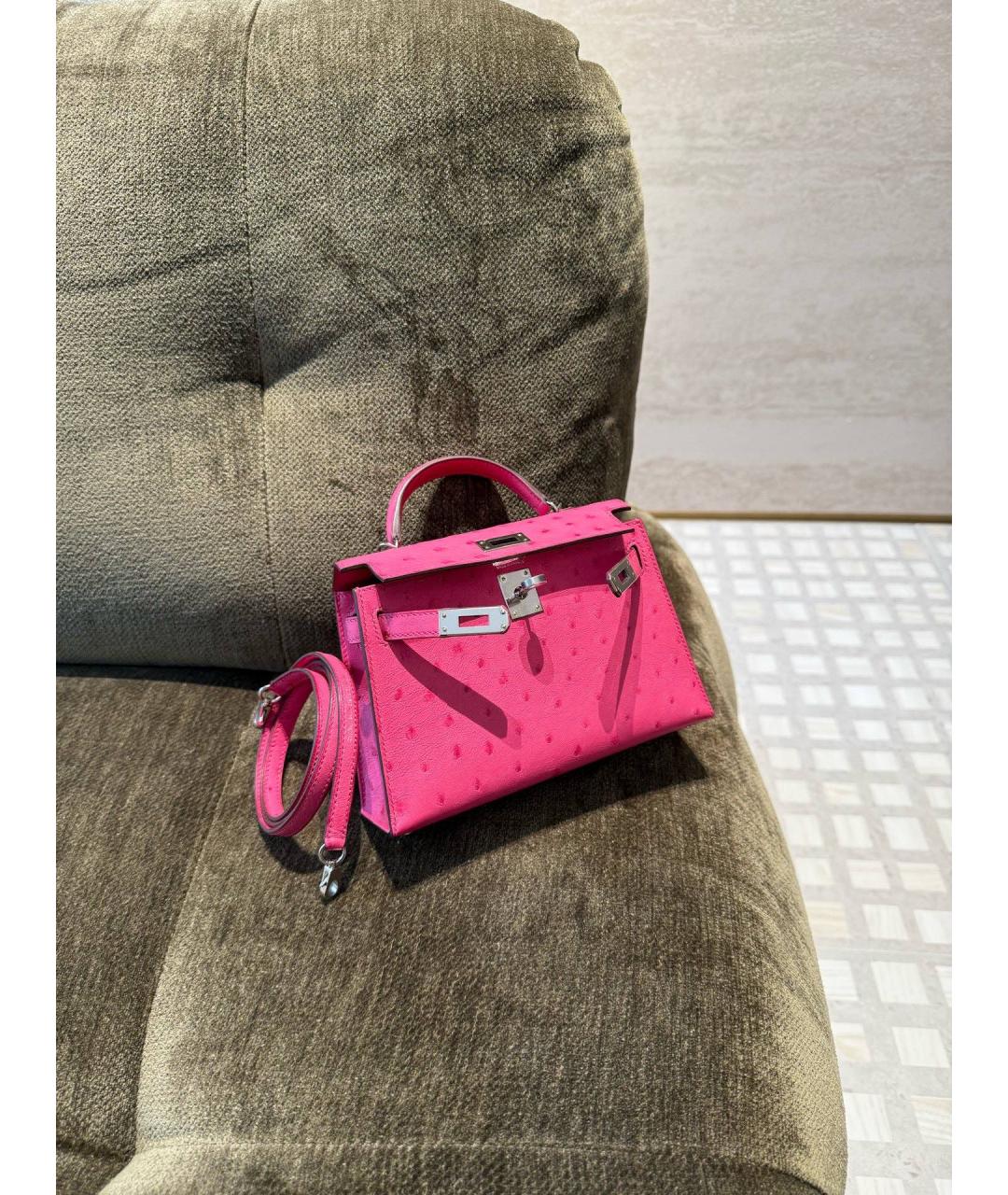 HERMES Розовая кожаная сумка через плечо, фото 2