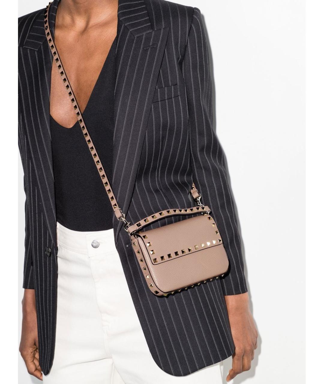 VALENTINO Бежевая кожаная сумка через плечо, фото 3