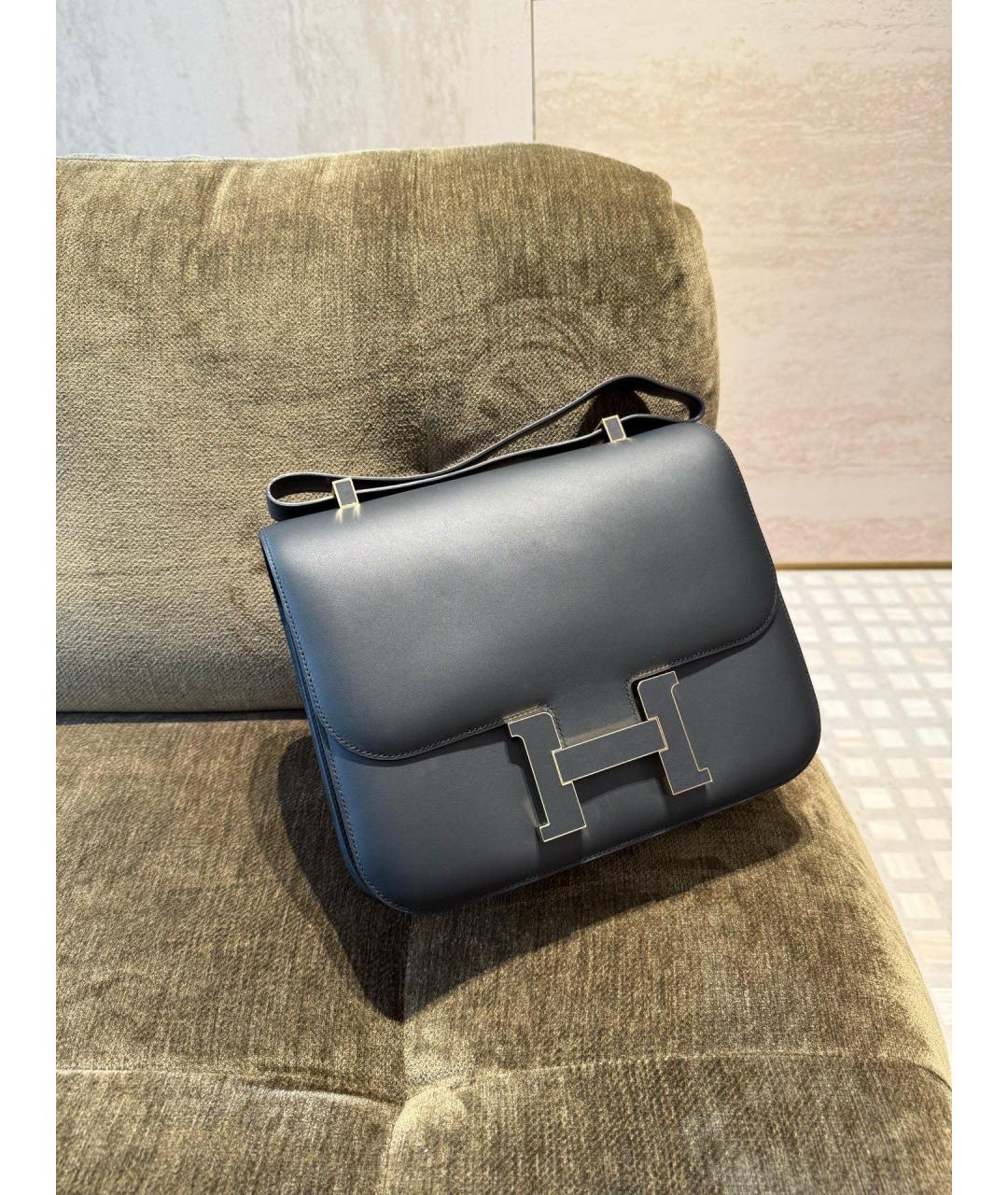 HERMES Черная кожаная сумка через плечо, фото 3