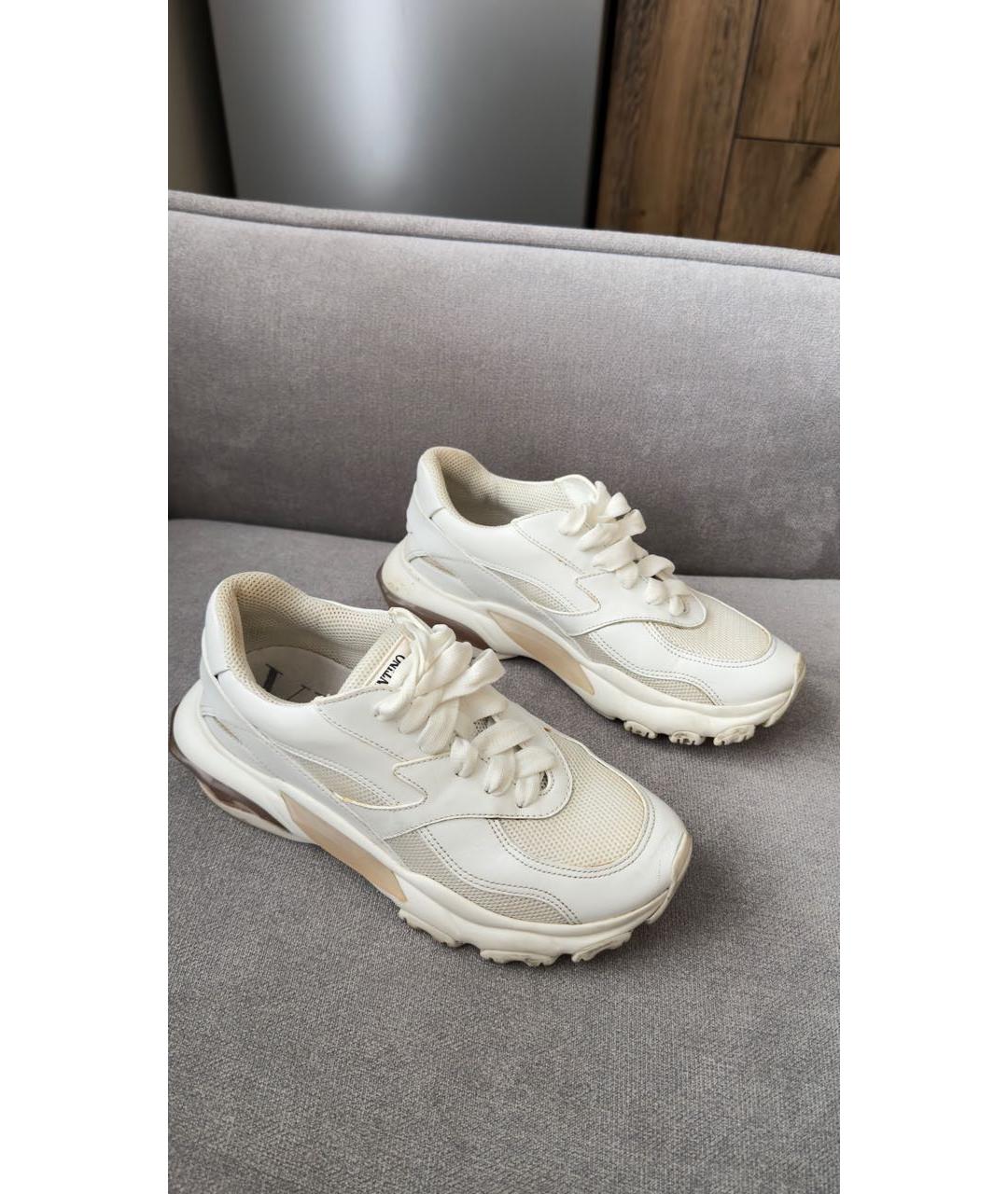 VALENTINO Бежевые кожаные кроссовки, фото 6