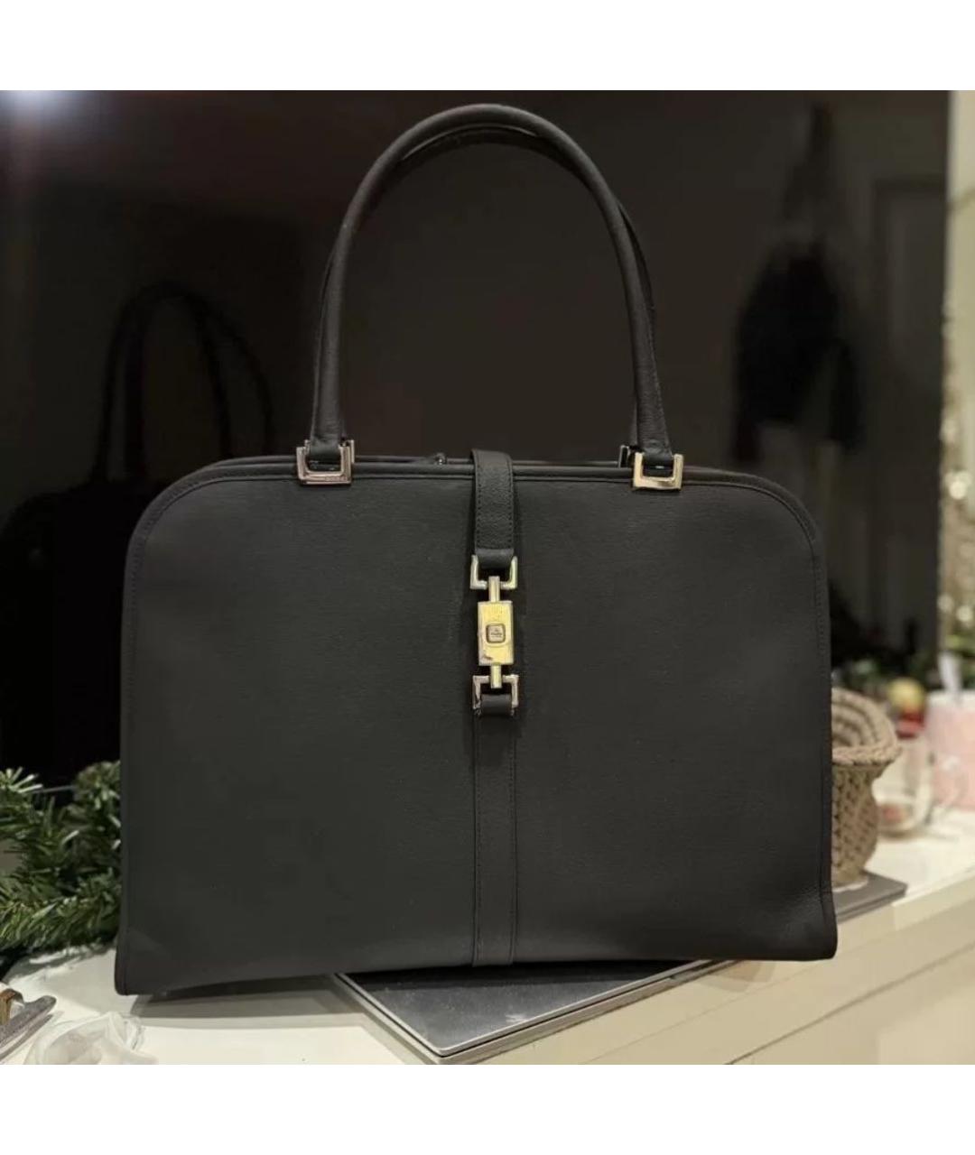 GUCCI Черная кожаная сумка с короткими ручками, фото 5