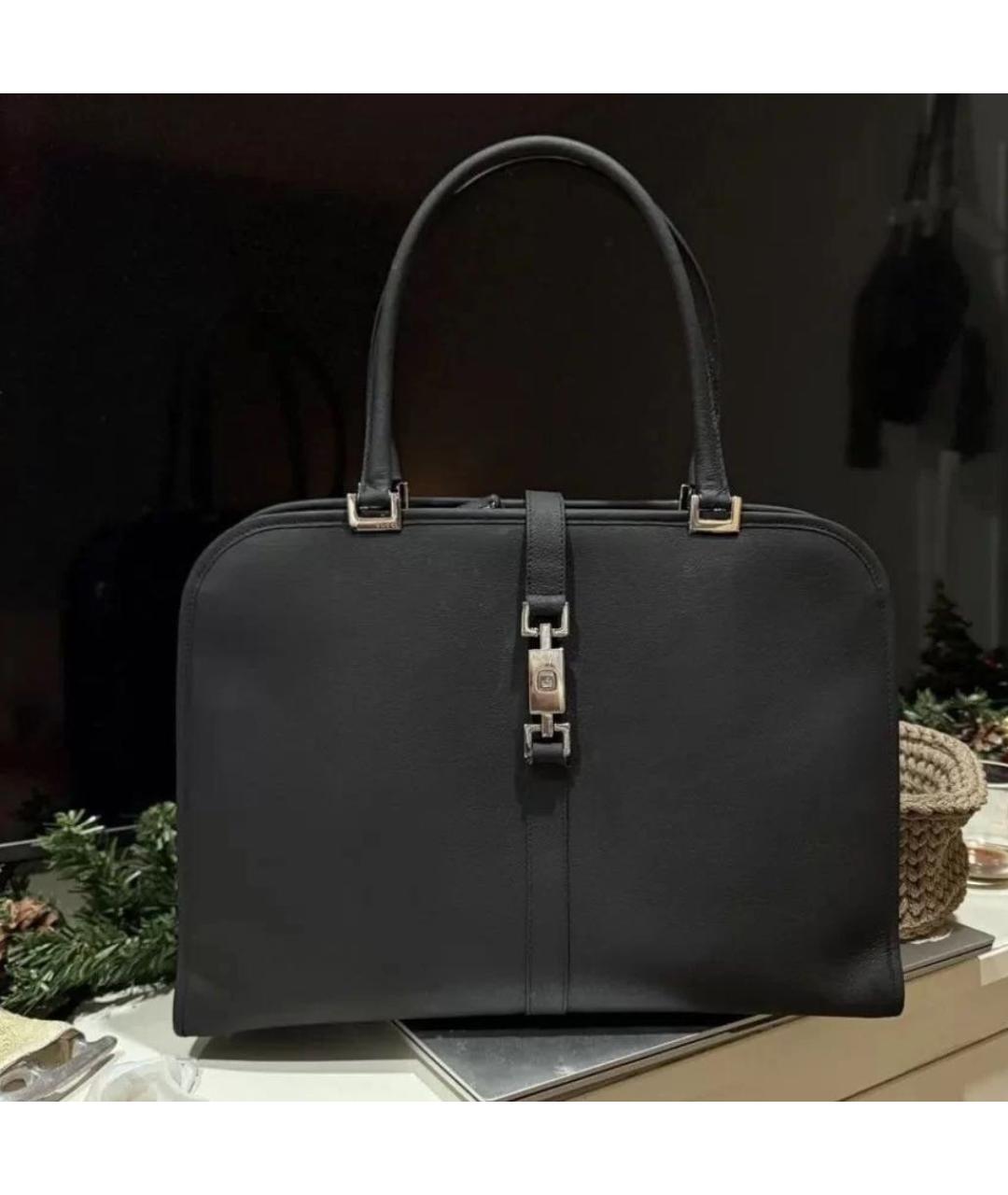 GUCCI Черная кожаная сумка с короткими ручками, фото 2