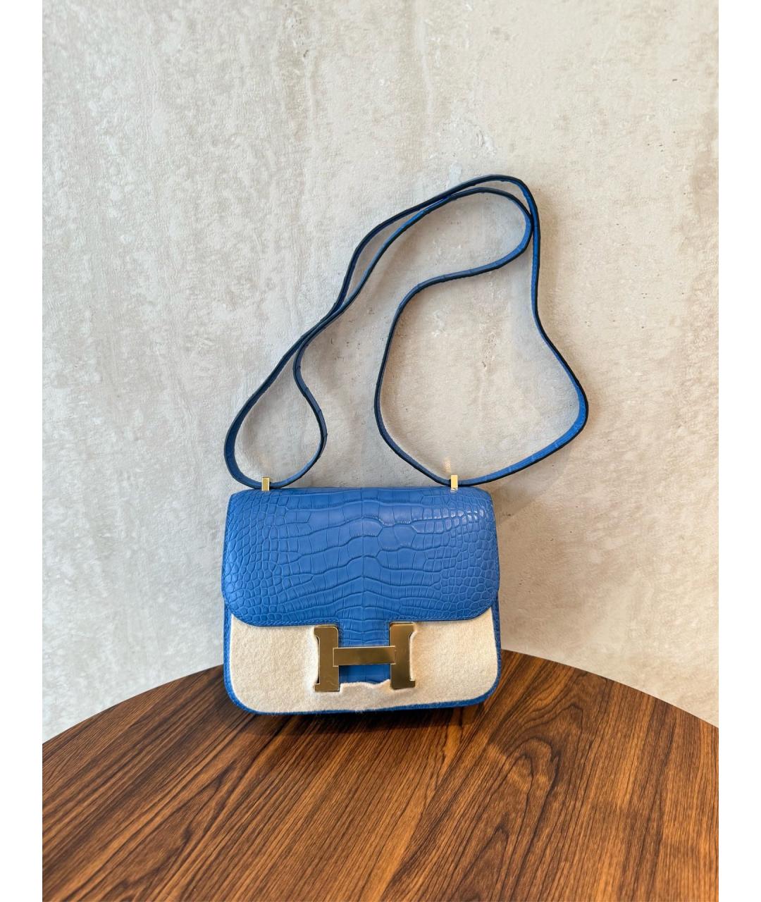 HERMES Голубая кожаная сумка через плечо, фото 3