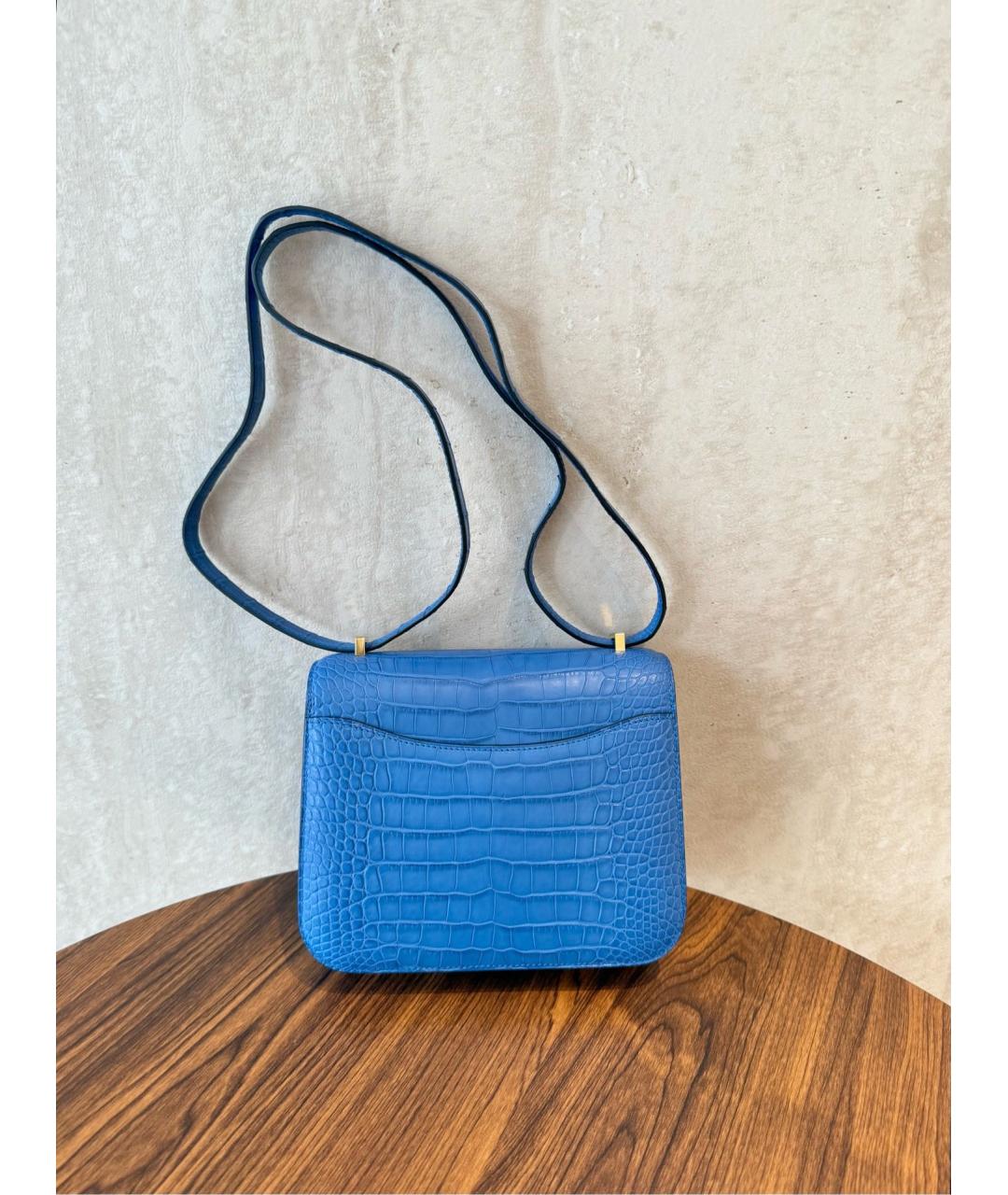 HERMES Голубая кожаная сумка через плечо, фото 4