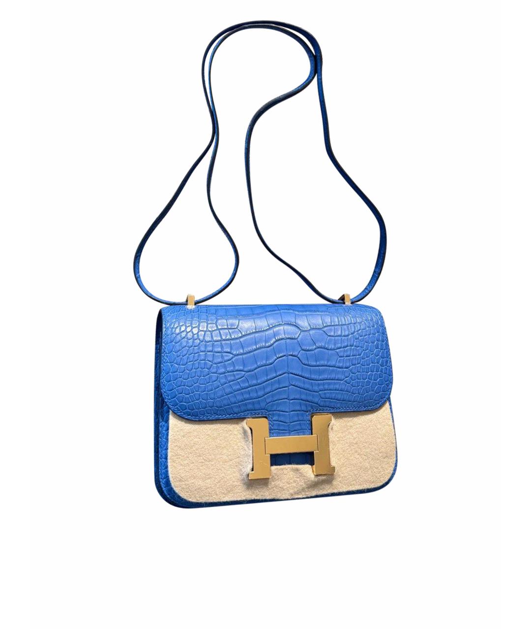 HERMES Голубая кожаная сумка через плечо, фото 1