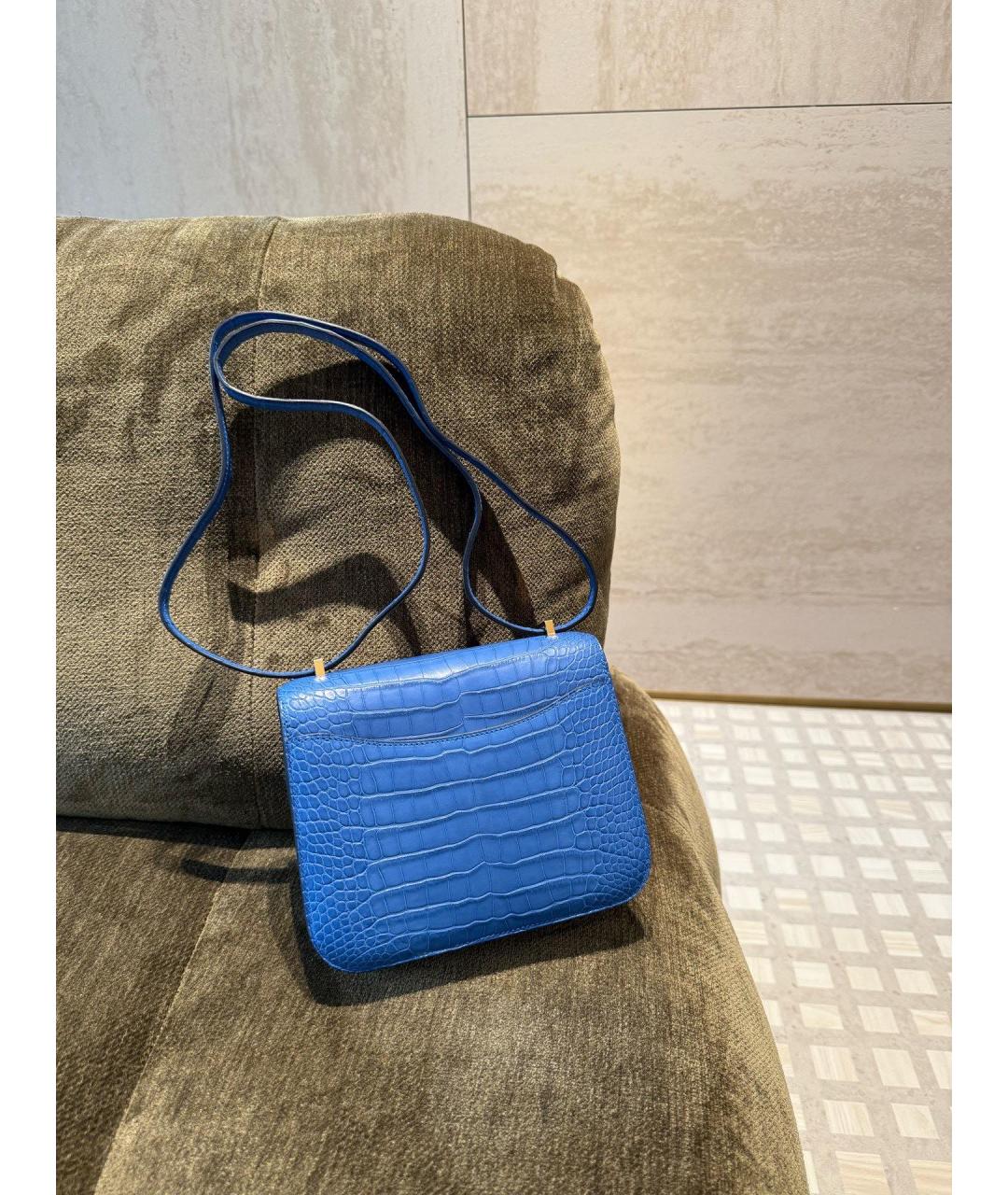 HERMES Голубая кожаная сумка через плечо, фото 2