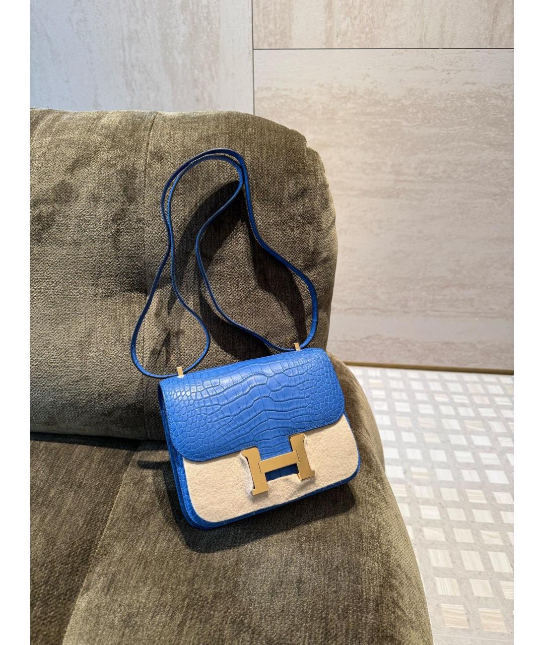 HERMES Голубая кожаная сумка через плечо, фото 5