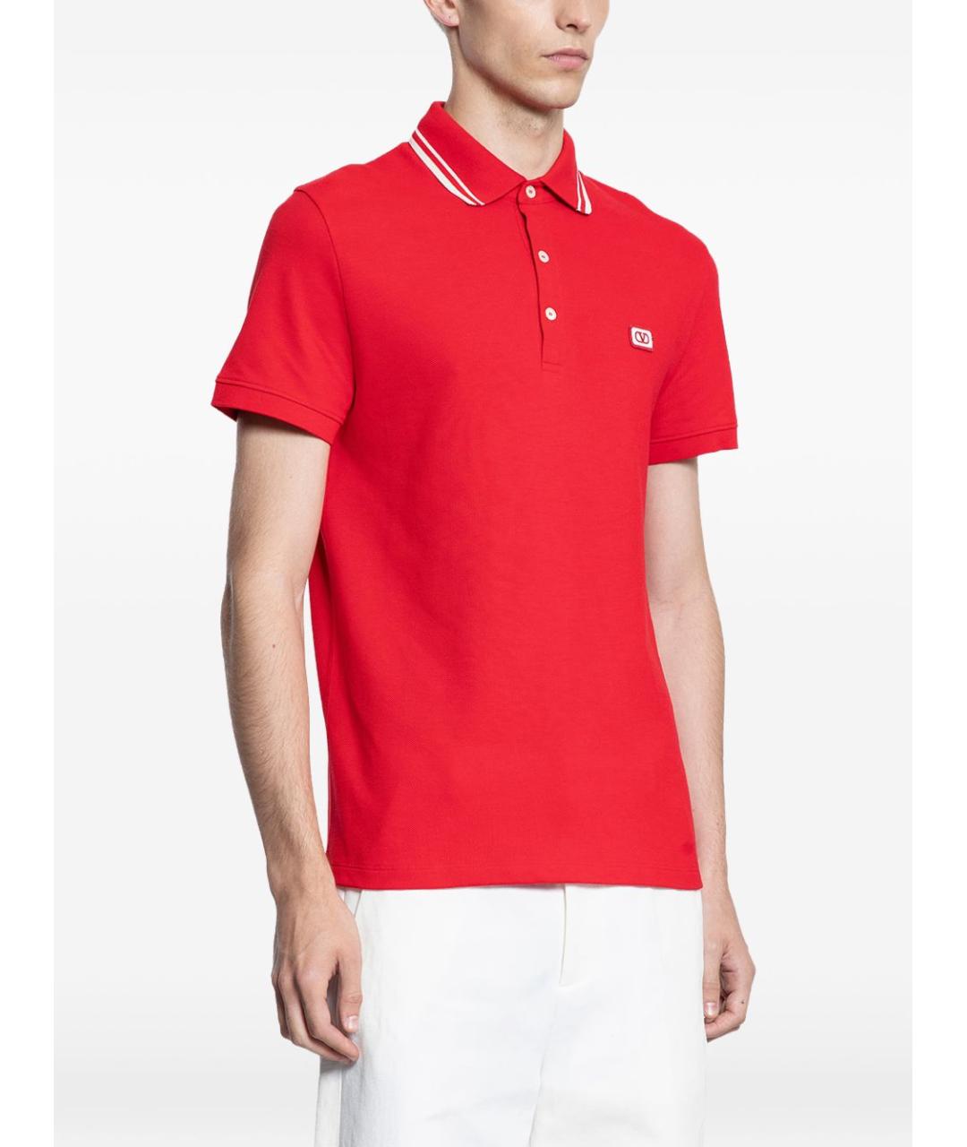 VALENTINO Красное хлопковое поло с коротким рукавом, фото 3