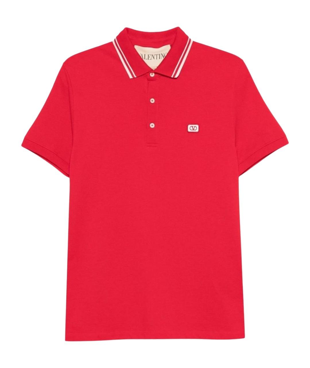 VALENTINO Красное хлопковое поло с коротким рукавом, фото 1