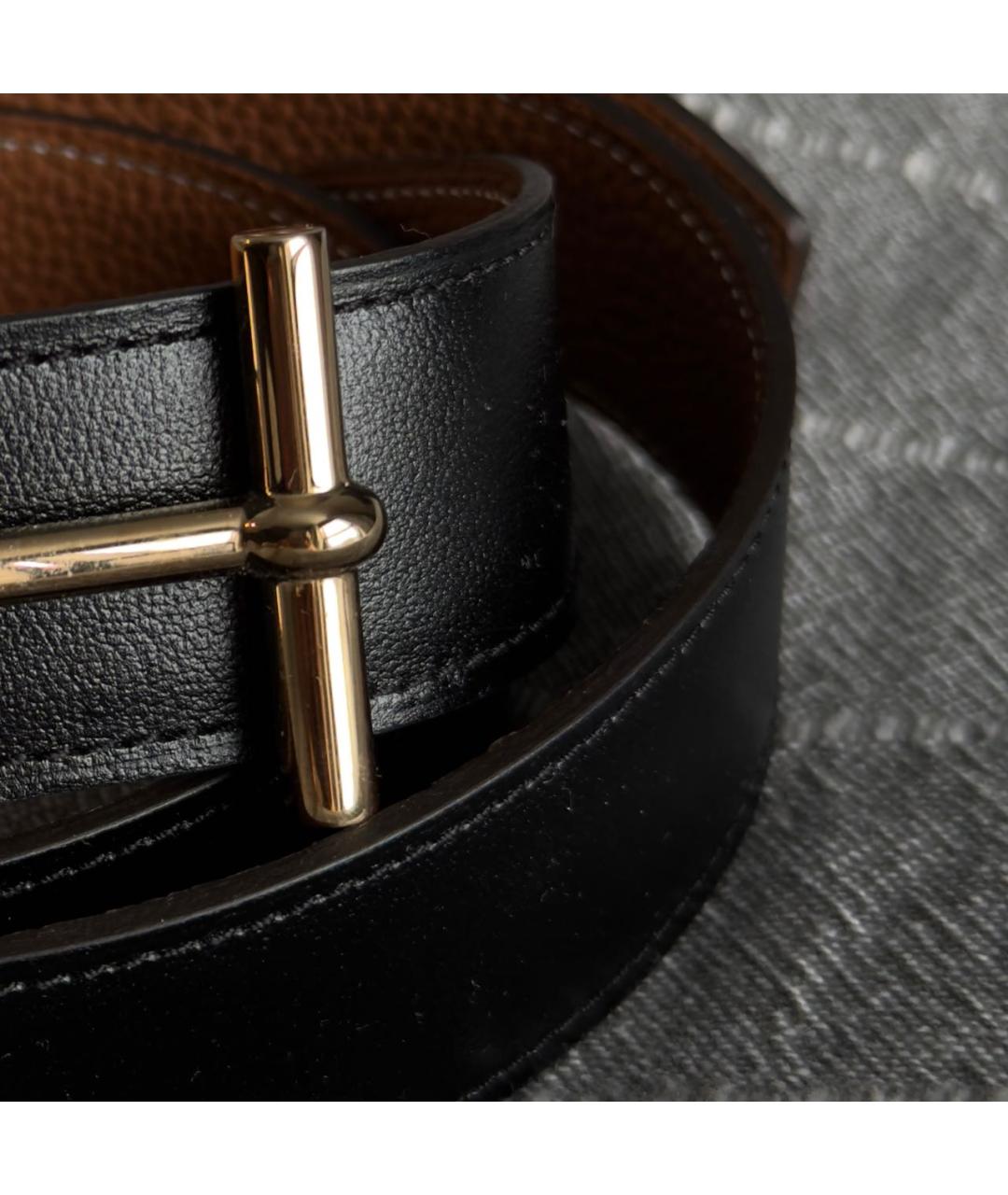 HERMES Черный кожаный ремень, фото 4