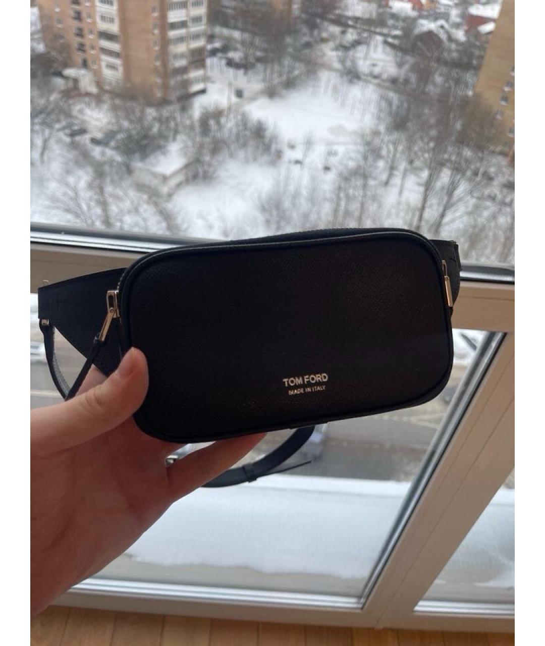 TOM FORD Черная кожаная поясная сумка, фото 2