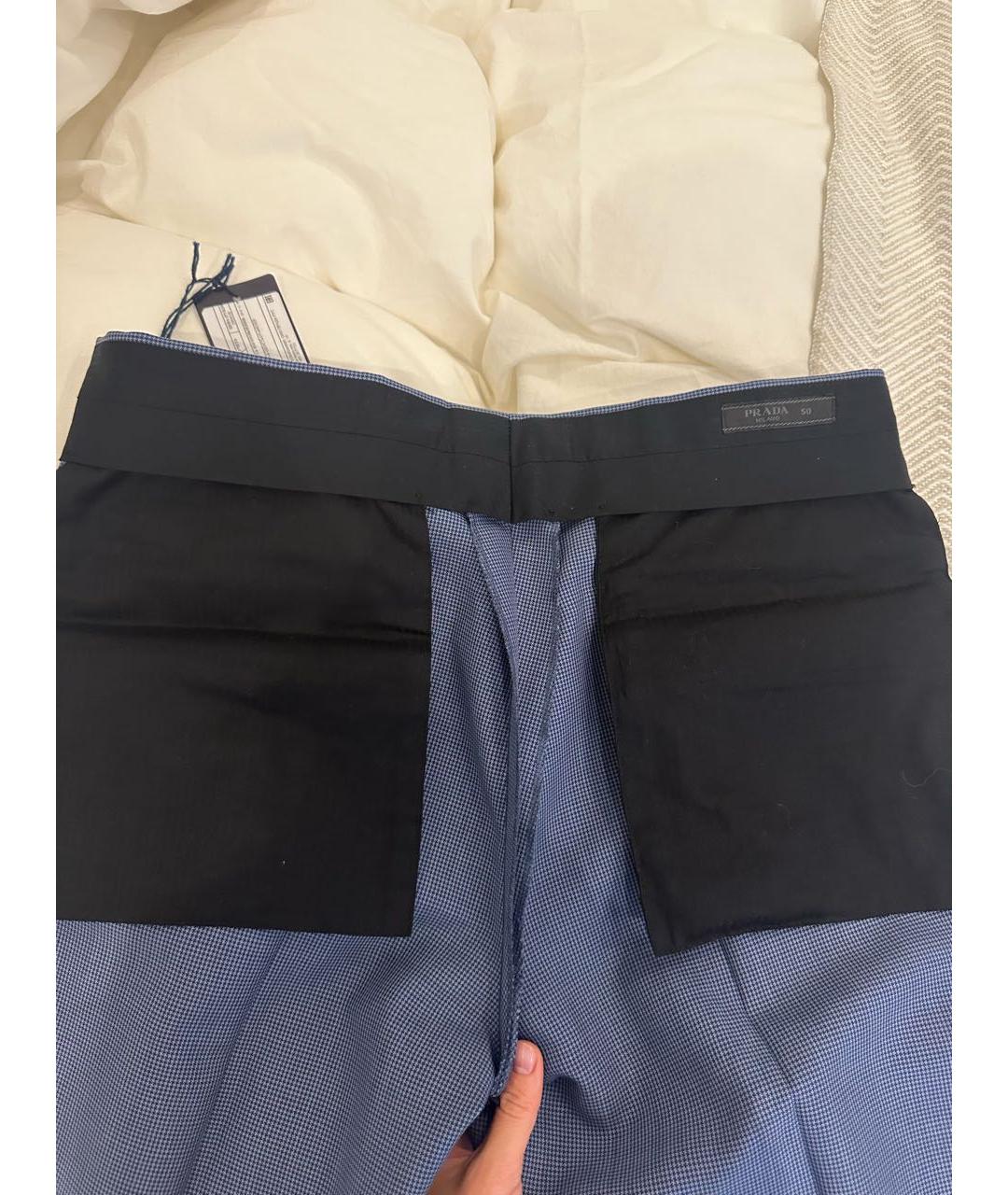PRADA Синие шерстяные классические брюки, фото 3
