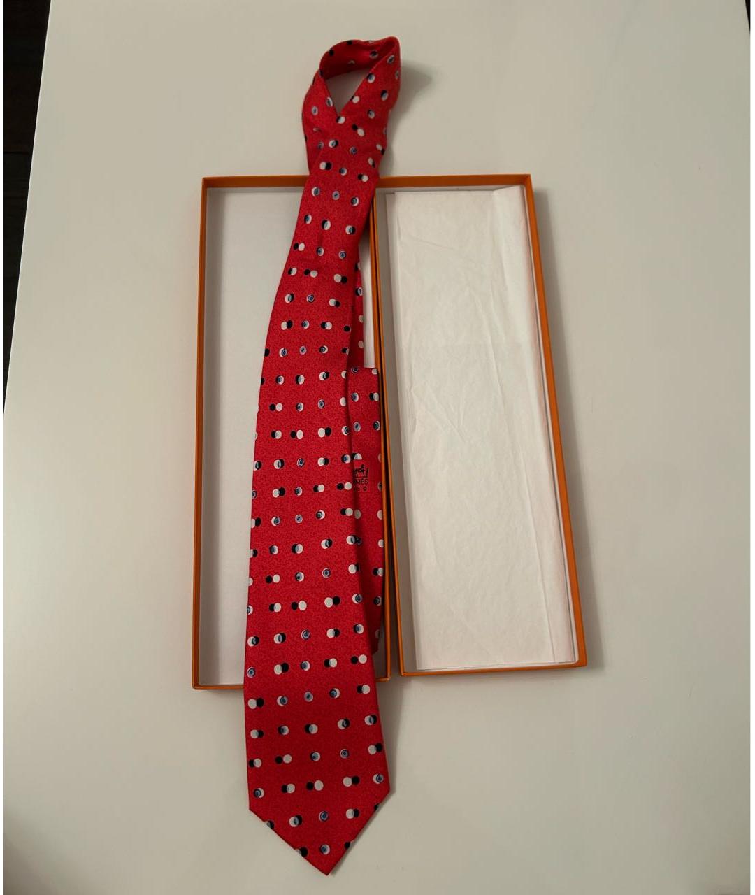 HERMES Красный шелковый галстук, фото 2