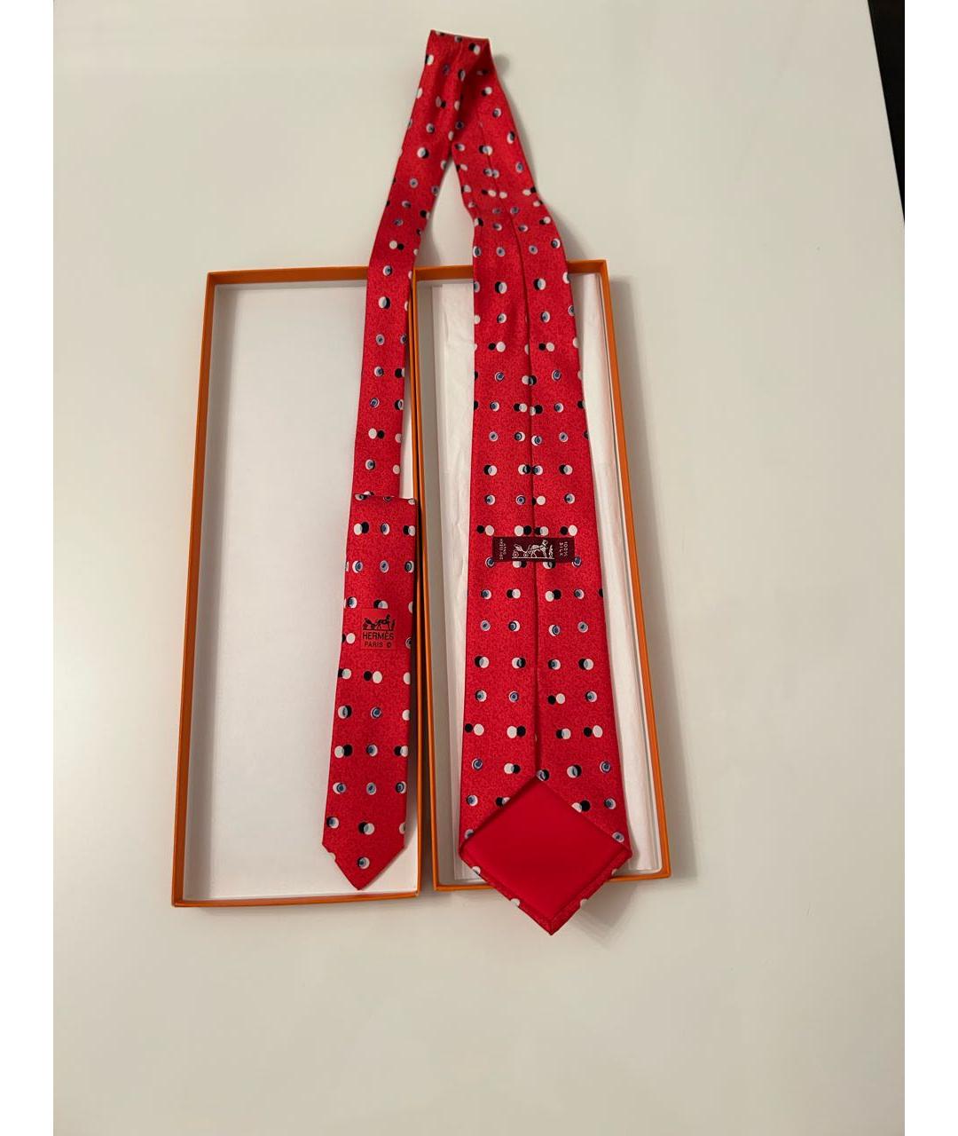 HERMES Красный шелковый галстук, фото 3