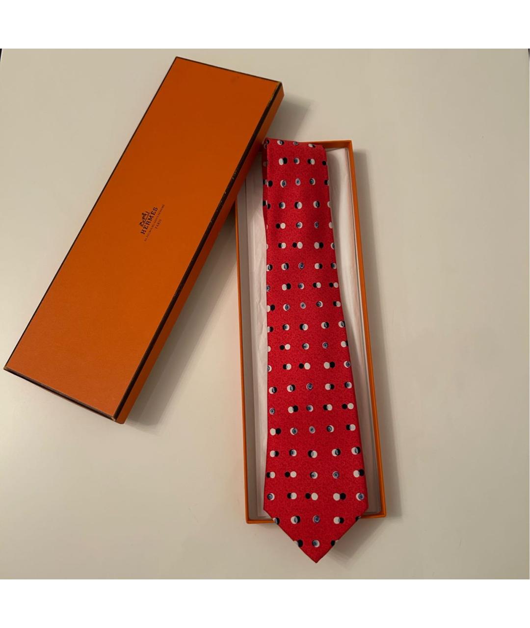 HERMES Красный шелковый галстук, фото 7