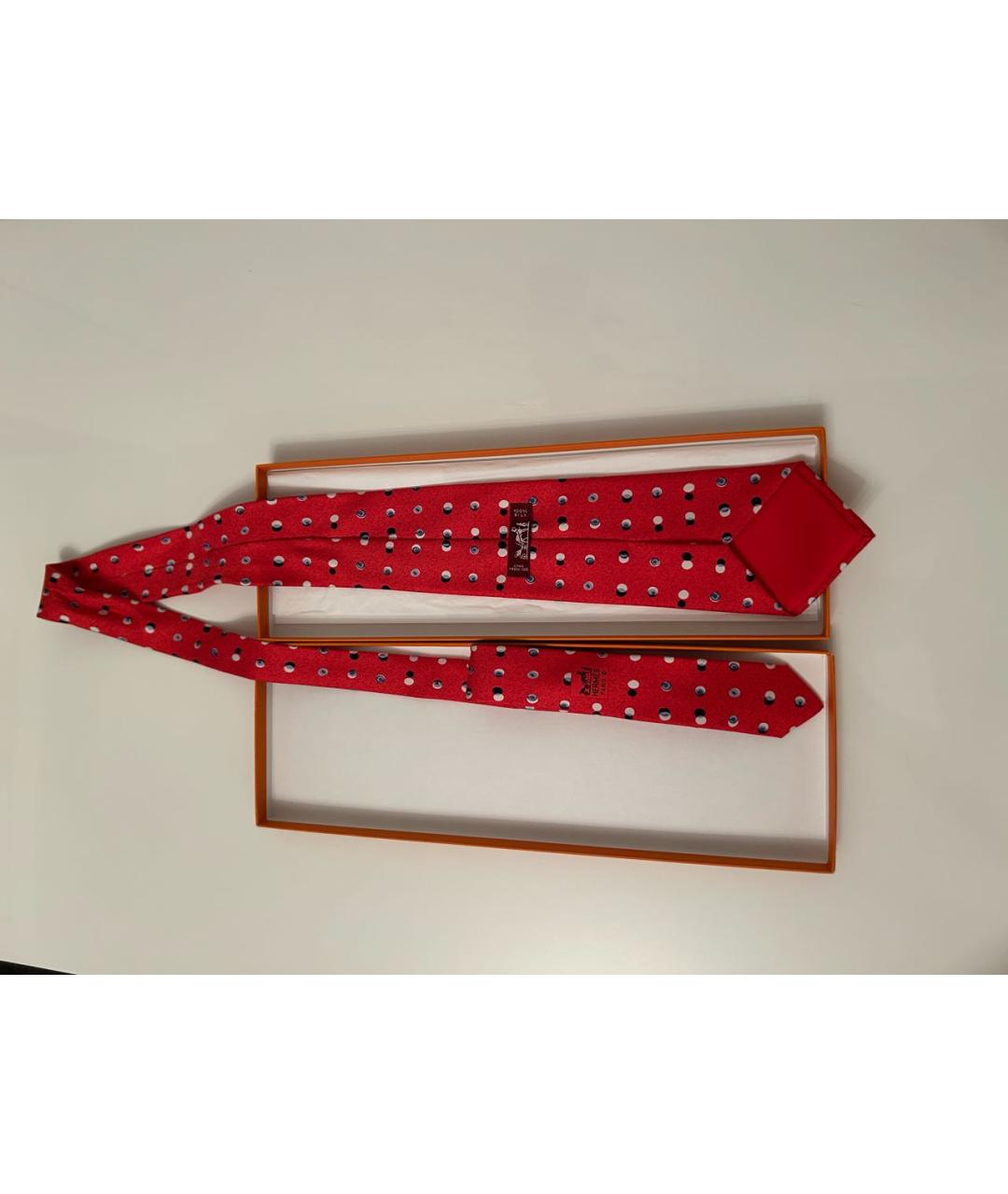 HERMES Красный шелковый галстук, фото 4