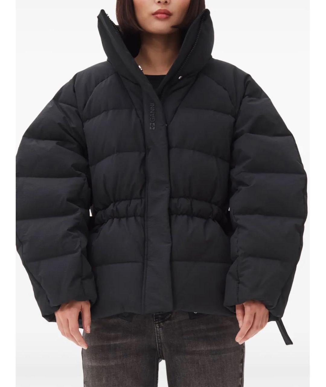 GANNI Черный полиэстеровый пуховик, фото 4