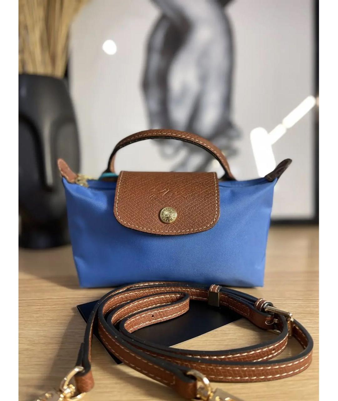 LONGCHAMP Синяя тканевая сумка с короткими ручками, фото 3