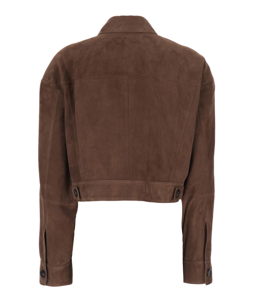 BRUNELLO CUCINELLI Коричневая кожаная куртка, фото 2