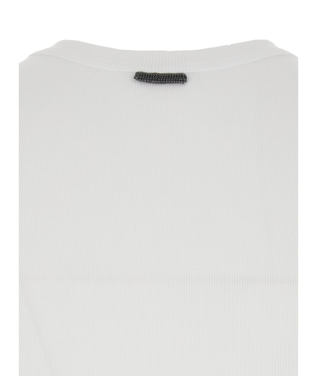 BRUNELLO CUCINELLI Белая хлопковая майка, фото 3
