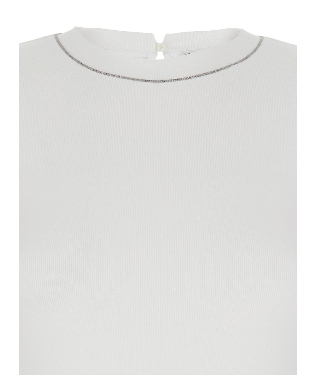 BRUNELLO CUCINELLI Белая хлопковая футболка, фото 3