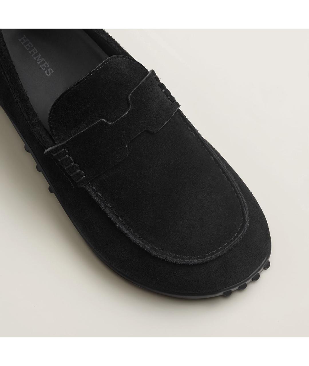 HERMES Черные замшевые лоферы, фото 4