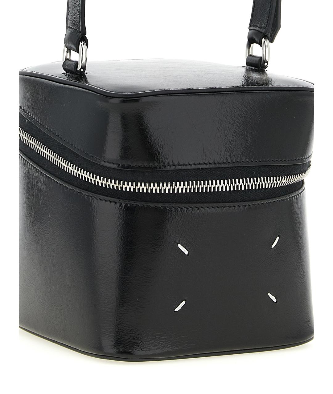 MAISON MARGIELA Черная кожаная сумка с короткими ручками, фото 3