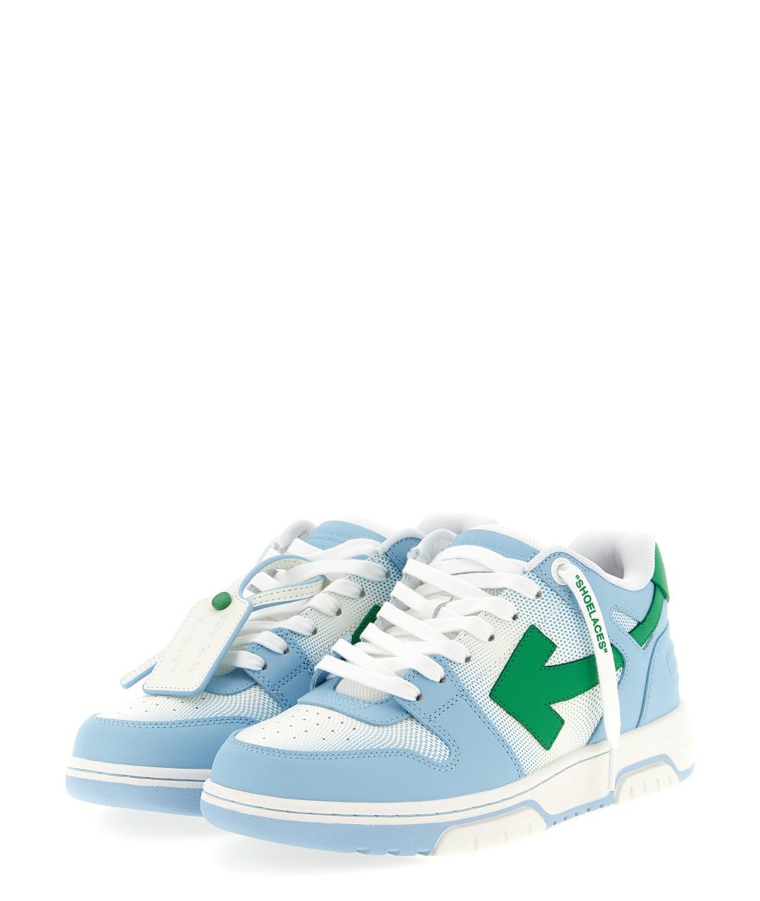 OFF-WHITE Голубые кожаные низкие кроссовки / кеды, фото 2