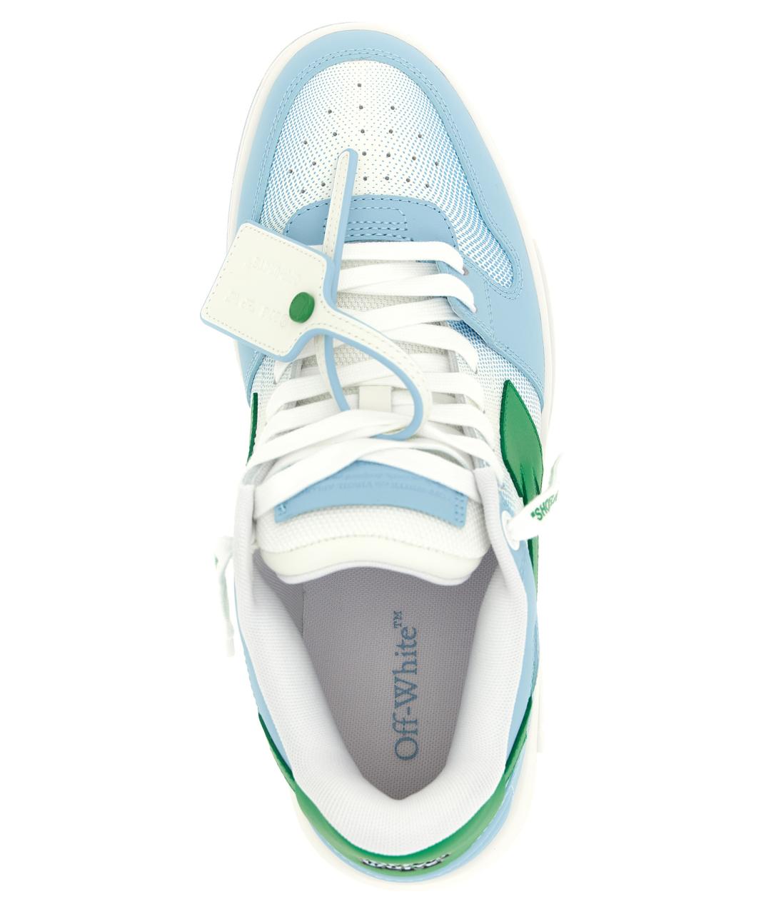 OFF-WHITE Голубые кожаные низкие кроссовки / кеды, фото 5