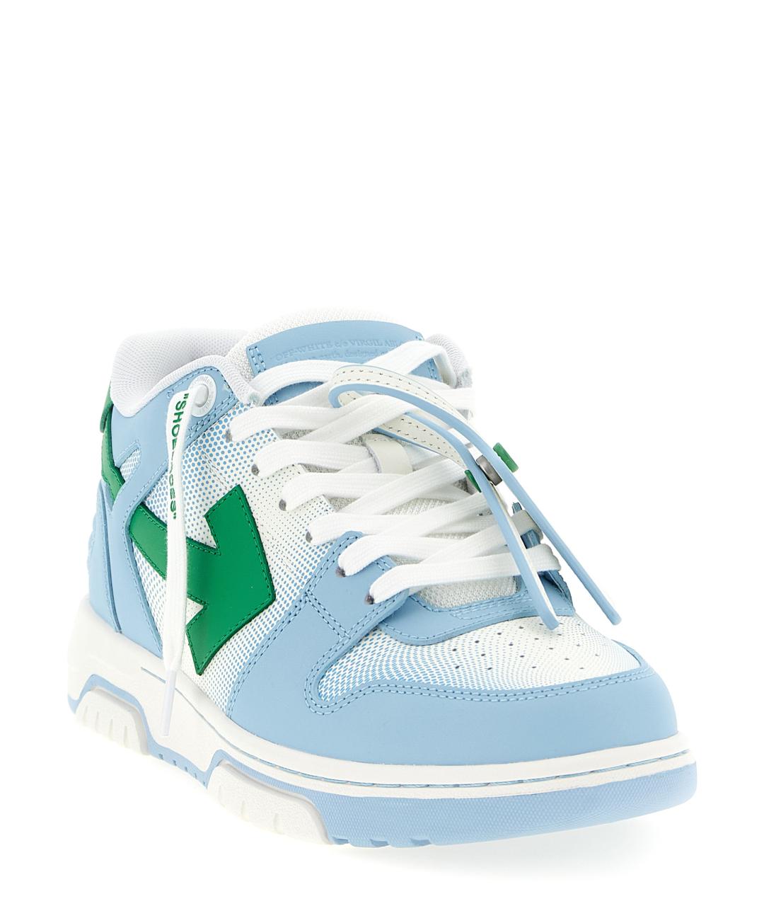 OFF-WHITE Голубые кожаные низкие кроссовки / кеды, фото 3