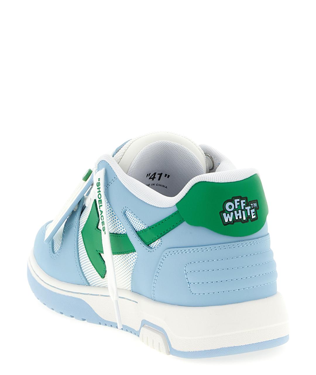 OFF-WHITE Голубые кожаные низкие кроссовки / кеды, фото 4