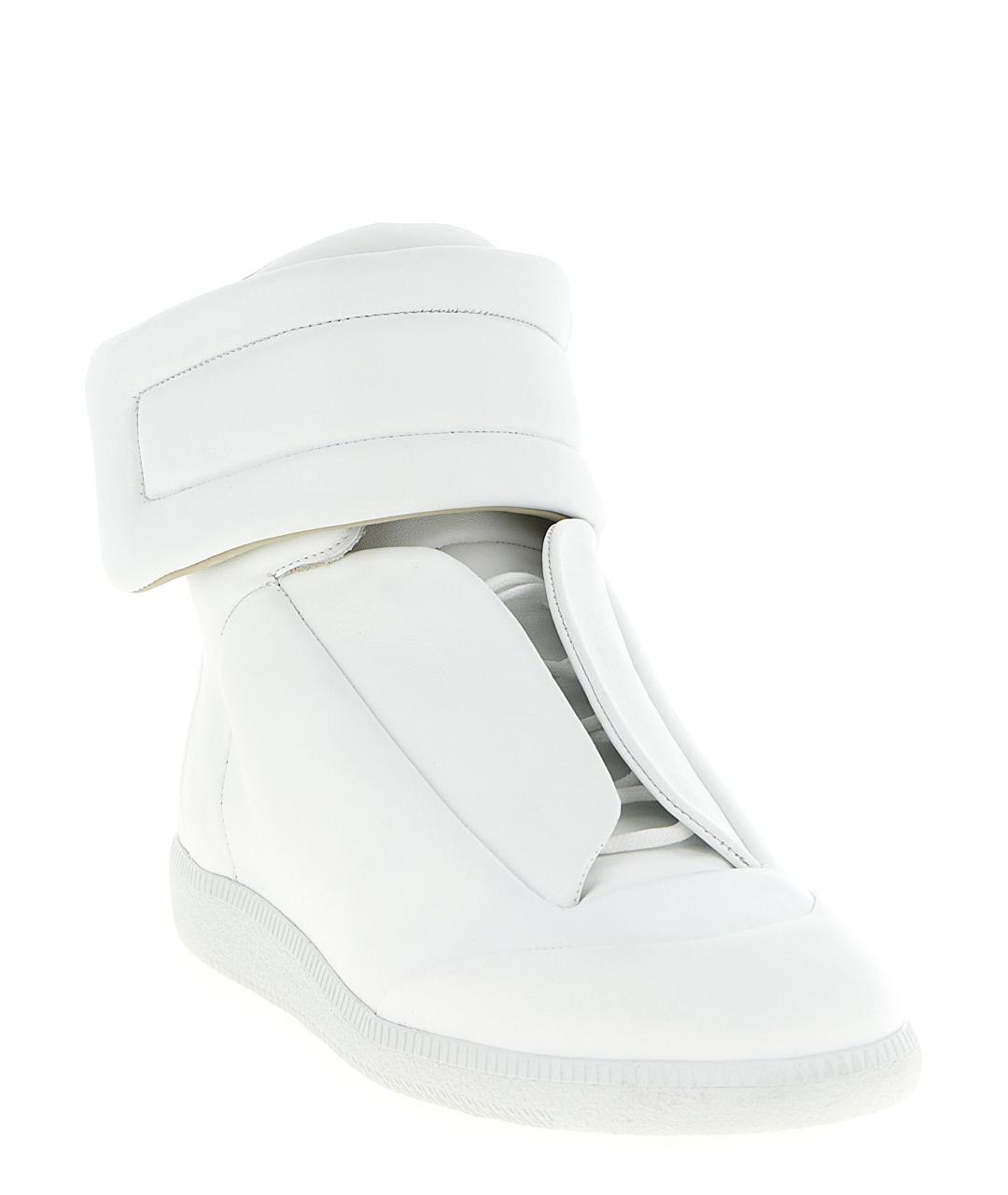 MAISON MARGIELA Белые кожаные высокие кроссовки / кеды, фото 2