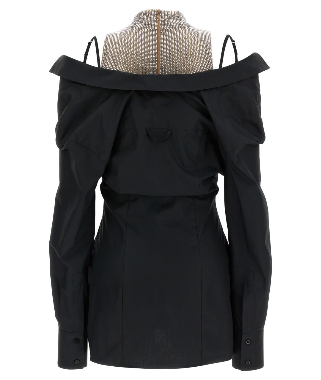 GIUSEPPE DI MORABITO Черное хлопковое коктейльное платье, фото 2