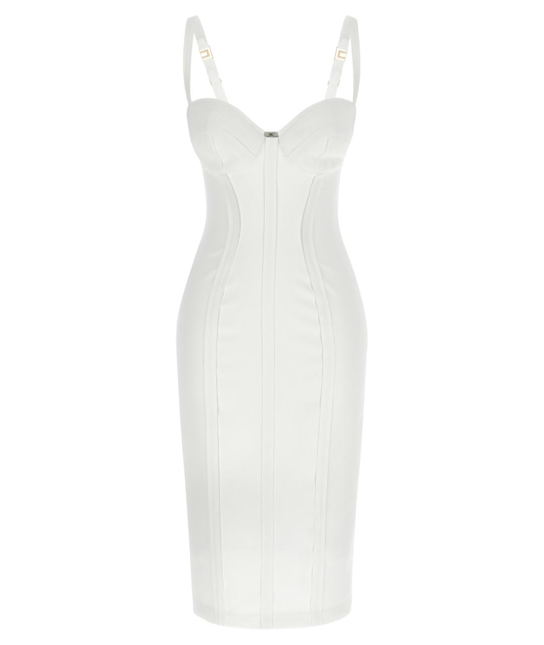 ELISABETTA FRANCHI Белое полиэстеровое коктейльное платье, фото 1