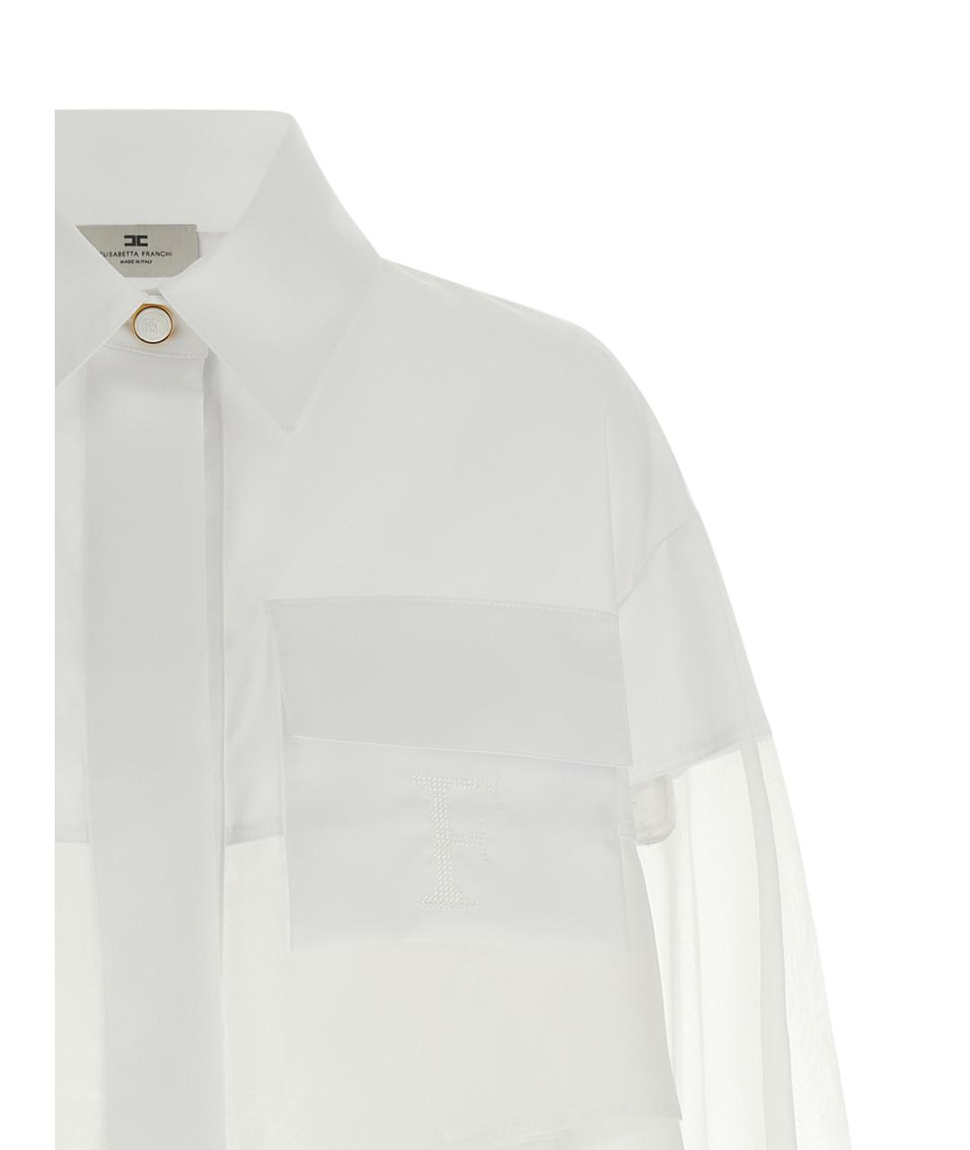 ELISABETTA FRANCHI Белая хлопковая рубашка, фото 3