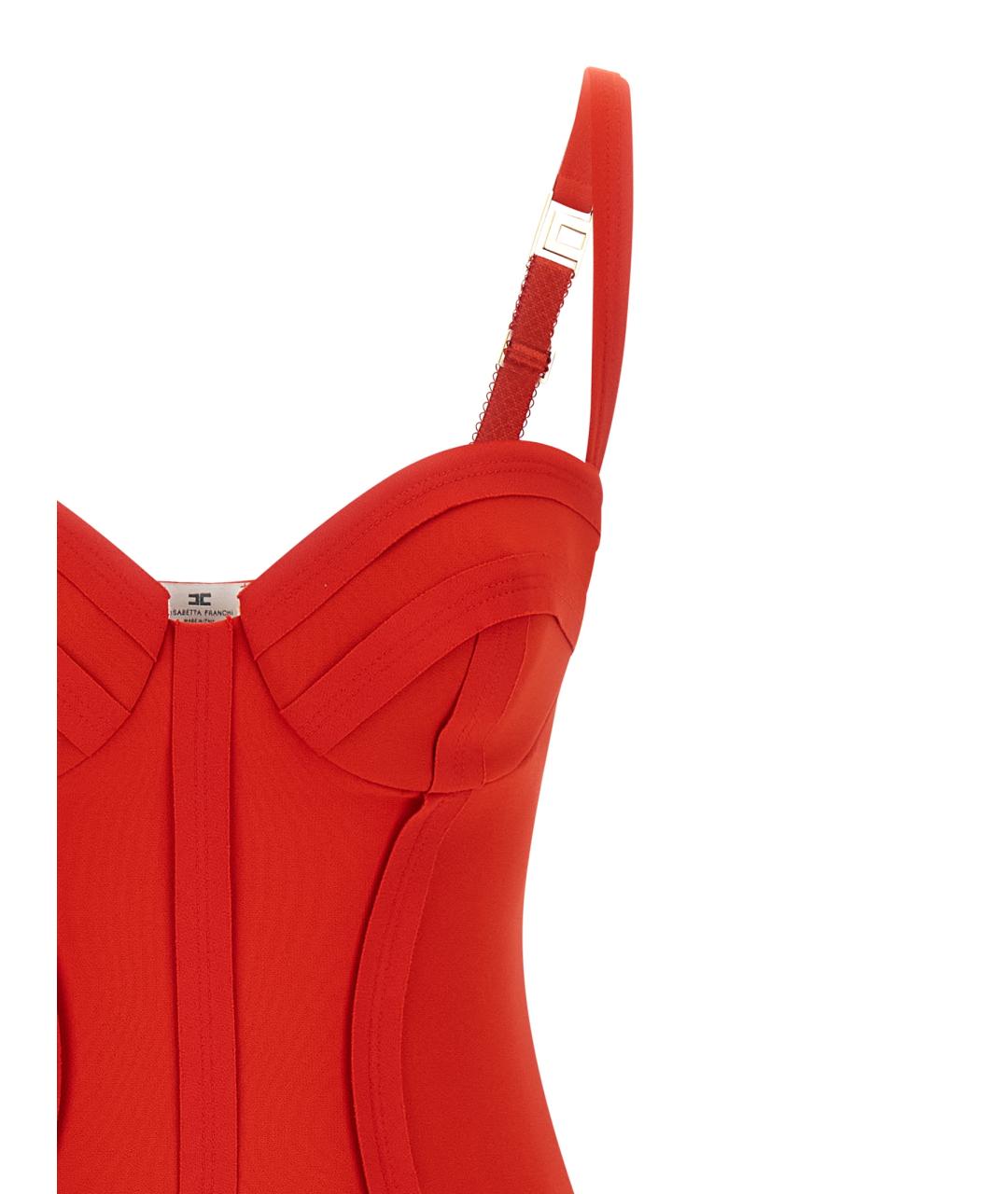 ELISABETTA FRANCHI Красное полиэстеровое коктейльное платье, фото 3