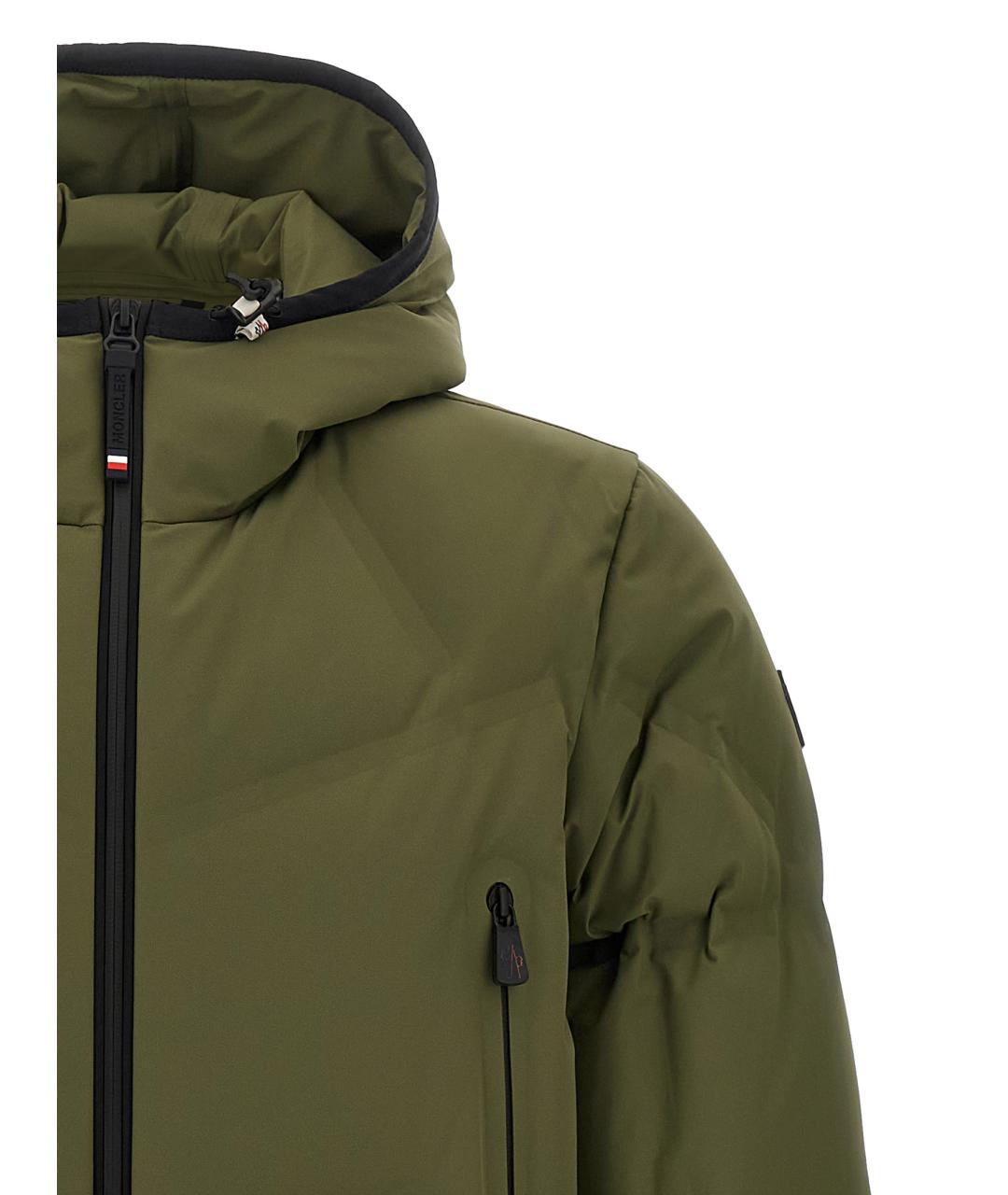 MONCLER GRENOBLE Зеленый полиамидовый пуховик, фото 3
